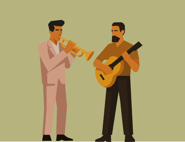 Músicos a tocar saxofone