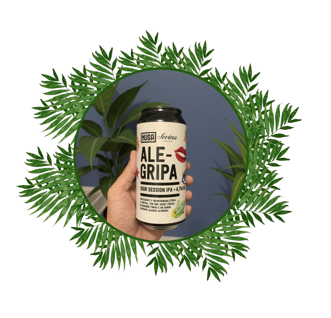 as folhas com a cerveja