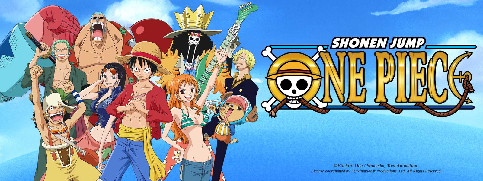 One Piece crew with the logo to the right