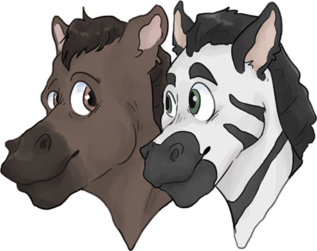 Um cavalo e uma zebra.